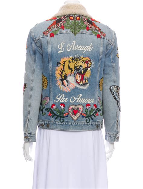 gucci l'aveugle par amour denim jacket|GUCCI L'Aveugle Par Amour Denim Jacket Size: L .